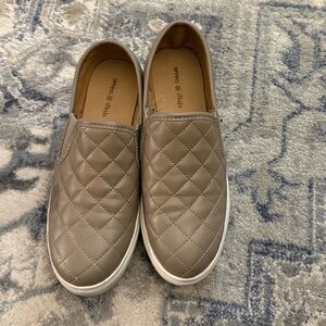 Quilted Slip-On Sneakers in Taupe Gray
